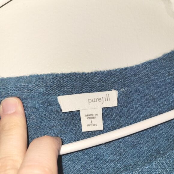 Pure Jill Blue Alpaca Blend Pocket Sweater Large Petite - Picture 3 of 10